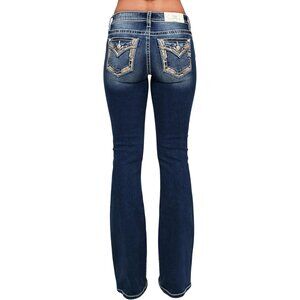 Women's Mid-Rise Faux Flap Pockets Bootcut Jeans 25W X 34L Cotton Blend